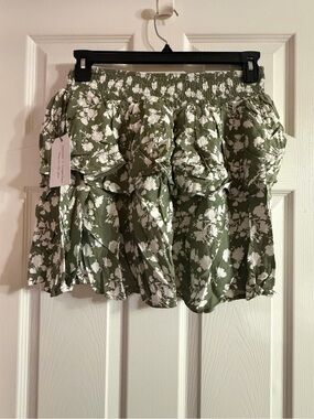 Better Together Women's Floral Ruffle Mini Skirt Pull On Elastic Waist Medium
